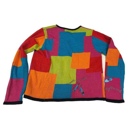 Colorful Cardigan Christina Rotelli Women’s Size Large Vintage “I Love Shopping” - Picture 2 of 15